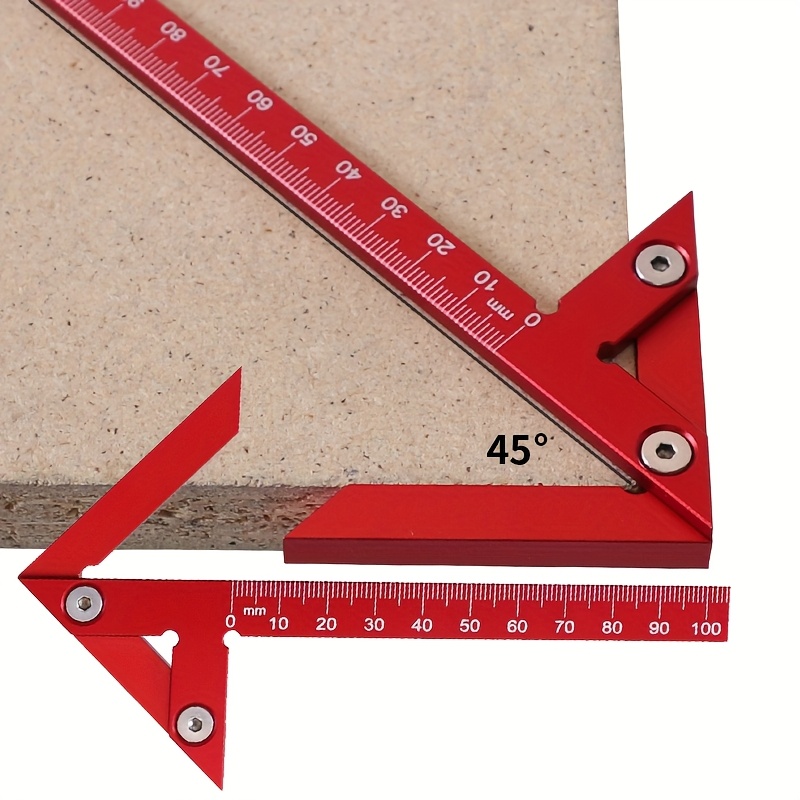 Woodworking Carpenter - Mittelpunktfinder-Linienmesser 45/90 Grad Winkelmarkierungslineal, Holzbearbeitungs-Winkellineal, Zimmermanns-Mess-