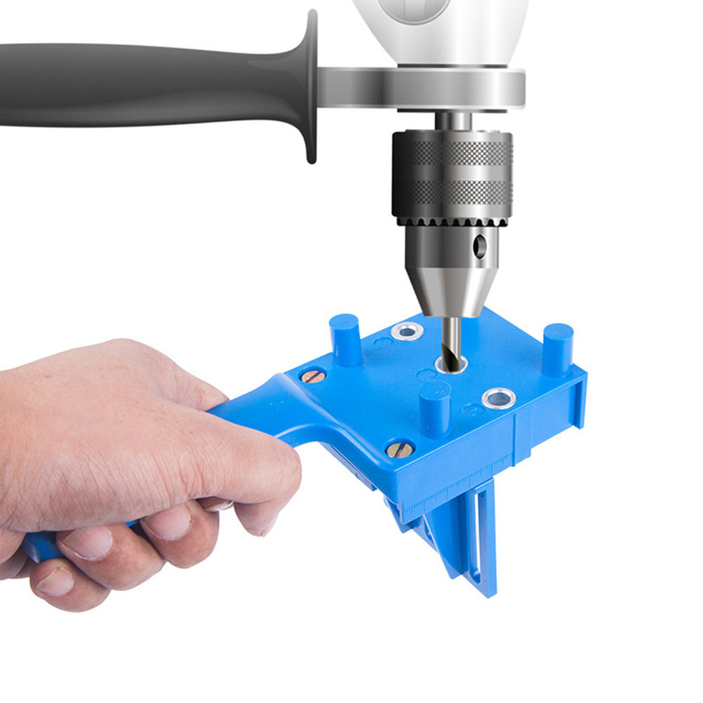Woodworking Carpenter - Carpenter Lochpositionierer, blauer ABS-Kunststoff, handgehaltenes Holzbearbeitungs-Bohrwerkzeug,