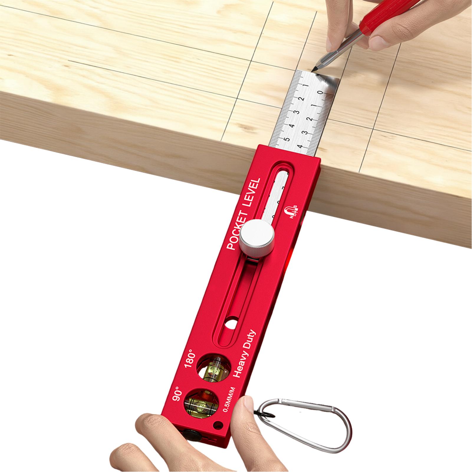 Woodworking Carpenter - Holzbearbeitungs-Messwerkzeuge Magnetische Horizontale Schablone Zimmermannslineal mit
